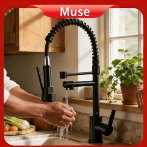 Torneira de cozinha gourmet alça única com extensor spray tubo água flexível superior prateado para ajuste