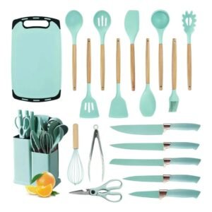 Conjunto de utensílios cozinha 19 peças-faca, colher e acessórios-kit básico completo