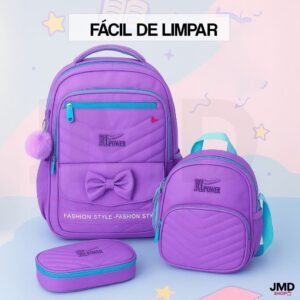 Kit mochila escolar criança 3 em 1 + lancheira estojo nylon impermeável resistente