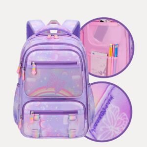 Mochila infantil menina escolar delicada estampa encantadora conforto garantido proteção extra