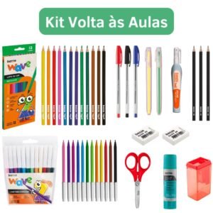 Kit material escolar completo volta as aulas ensino fundamental medio menino menina atacado