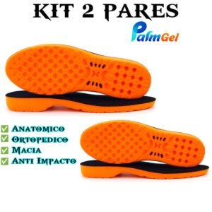 Kit 2x pares palmilha gel ortopedico anatomica pu legitima original palmgel varias horas de trabalho