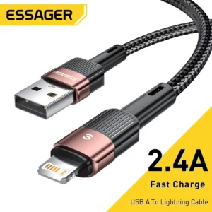 Essager cabo usb para iphone14 13 12 11 pro max xs xr x se 8 7 6 plus linha de dados carregamento rápido do telefone móvel ipad carregador fio