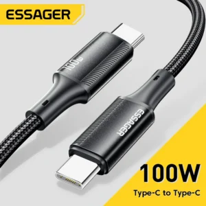 Essager pd 100w tipo c para cabo usb tipo-c 5a de carregamento rápido celular macbook ipad oneplus xiaomi iphone 15