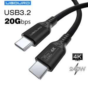 Função completa 20gbps tipo c cabo usb3.2 gen2 * 2 usb 20g de transferência dados 3 240w carga rápida 4k para hub macbook 3m