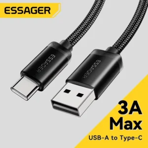 Essager 3a cabo usb tipo c para iphone 15 plus huawei mate60 p60 fio de carregamento rápido usb-c dados do carregador xiaomi samsung