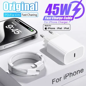 Apple original 45w tipo c carregador rápido para iphone 17 16 15 14 13 12 11 pro max plus samsung xiaomi cabo de carregamento lightning