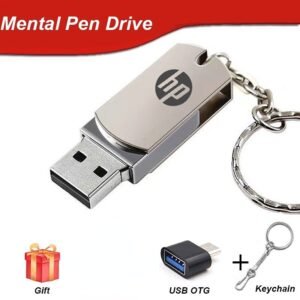 Pen drive tb 1 2tb flash usb de alta velocidade rotação hp 128gb 256gb 512gb mental usb3.0 salto com chaveiro