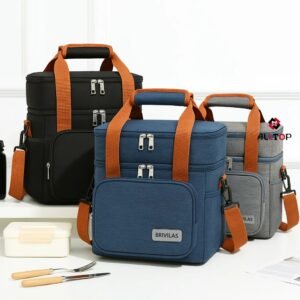 Bolsa térmica 2 compartimentos com alça de mão e lateral isolamento térmico eficiente