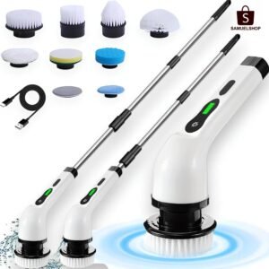 Escova de limpeza 9 em1 recarregavél elétrica giratória com cabo alongador