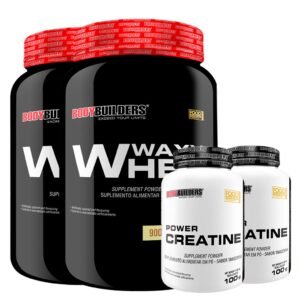 Kit 2x whey protein 900gr + power creatina 100gr. - bodybuilders