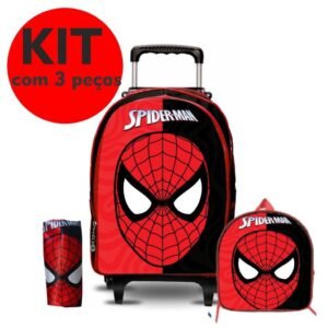 Kit mochila escolar do homem aranha com lancheira e estojo