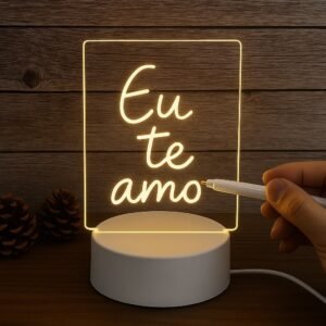 Luminária de escrever abajur led quadro notas anotações acrílico escreve apaga