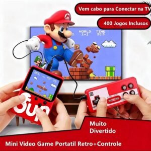 Mini video game sup box 400 jogos em 1 portátil antigos com controle para 2 pessoas