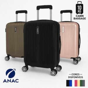 Mala de viagem rígida 10kg | bordo medidas anac abs rodas 360° removíveis cadeado embutido