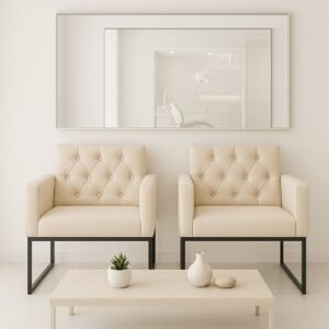 Kit 2 poltronas para recepção thais com base de ferro preto resistente