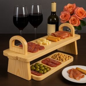 Tabua de frios petisqueira madeira pinus servir porções petiscos pão luxo ceia natal decoração