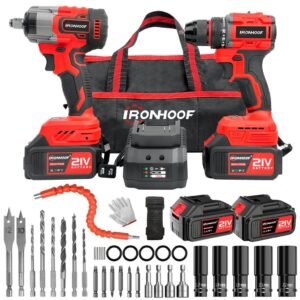 ​​kit 2 ​​furadeira parafusadeira ​elétrica​ e chave de impacto a bateria potente brushless 21v