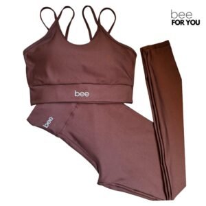 Conjunto fitness legging calça roupa para academia treinar bojo cós alto feminino