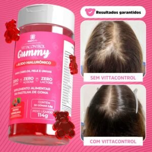 Vitamina capilar gummy + ácido hialurônico vittacontrol zero super concentrado