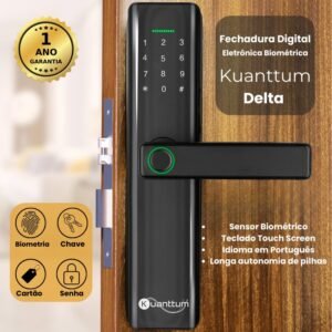 Fechadura eletronica digital biometrica senha touch cartão tag kuanttum delta