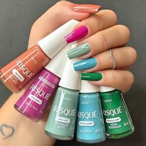 Kit 5 esmaltes risque coleção nova cor e voltei esmalte atacado