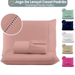 Jogo de lençol cama casal padrão 03 peças 400 fios micropercal ponto palito