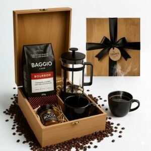 Cesta café gourmet baggio – kit presente premium. estojo em madeira - personalize com nome ou logo!