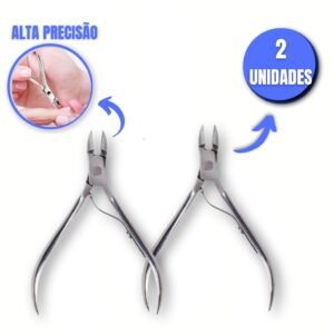 Kit 2 alicates de unha cuticula precisão cortador profissional aço inox