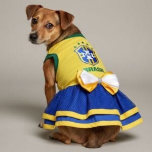 Vestido pet brasil roupinha da copa 2026 para cachorro do