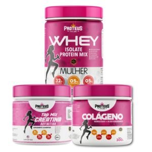 Kit whey protein isolado concentrado blend + creatina 300g colágeno hidrolisado - feminino