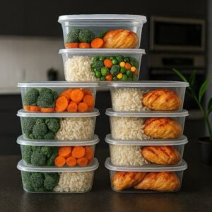 Kit 10 potes marmitas 1.000ml 1kg vasilhas transparentes bpa free reutilizável cozinha microondas