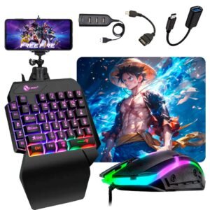 Kit mobilador one hand gamer completo para celular com teclado + mouse led rgb
