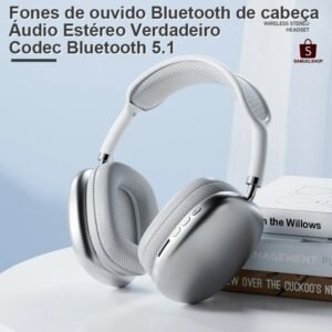 Fone de ouvido headphone bluetooth com cancelamento ativo ruído, compatível ios e android, alto-falante estére