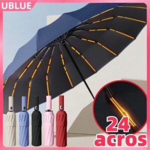 Guarda chuva automático dobrável sol dupla utilização reforço à prova de vento proteção uv up50 +