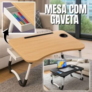 Mesa para notebook mesinha computador portátil cama estudos com gaveta dobravel