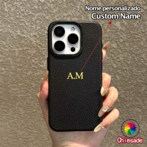 Personalize o nome dourado personalizado textura de couro macio tpu caso para iphone 16 15 14 13 12 11 pro max capa pers