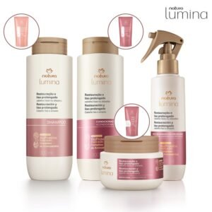 Lumina para restauração e liso prolongado natura: shampoo, condicionador, máscara restauradora spray de aminoácidos
