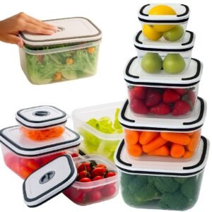 Conjunto de 5 potes herméticos plástico retangular com tampa vedação top