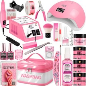 Kit alongamento unha gel profissional lixadeira mercedes e cabine led uv necessaire - envio imediato