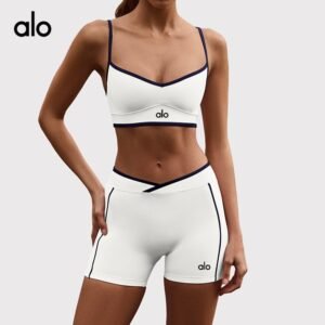 Alo skinny à prova de choque reunindo cintura alta hip lift correndo shorts fitness yoga wear terno feminino