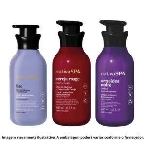 Kit com 3 cremes hidratantes corporais nativa spa – 400ml cada