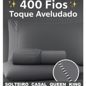 Jogo de lençol 400 fios solteiro casal queen king 3 peças percal
