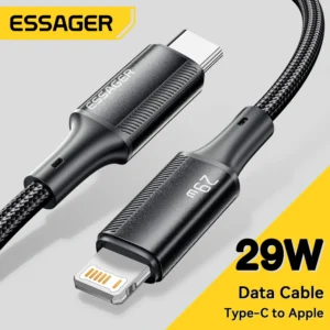 Essager cabo usb c para iphone 14 13 12 11 pro max 8 plus 20w de carregamento rápido tipo iluminação data fio ipad macbook