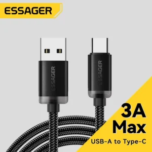 Essager 3a usb tipo c cabo a para cabos de carregamento rápido iphone 15 samsung xiaomi fio carregador dados do telefone móvel