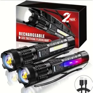 Lanternas led de alta potência, tocha tática muito forte, 6 modos, recarregável, acampamento, pesca, lanterna com zoom emergência