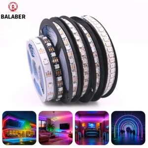 Ws2812b tira conduzida 5v 30/60/74/96/144 leds inteligente rgb pixel strip preto/branco pcb ip30/65/67 ws2811 ic luz 1m/2m/3m/4m/5m