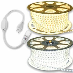 1 a 10 metros fita mangueira led 5050 branco frio/quente 110v/220v de + fonte alimentação/rabicho