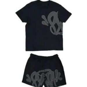 Conjunto camiseta e bermuda moletom syna world streetwear adulto infantil