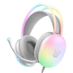 Headset gamer fone de ouvido iluminação led rgb branco para pc notebook computador ps4 x-one